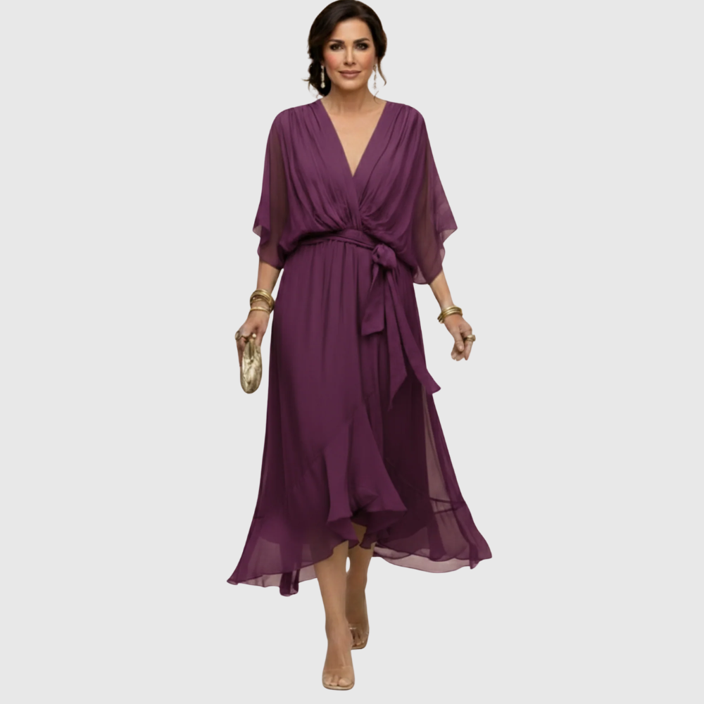 Tilly - Elegant V-Neck Chiffon Dress