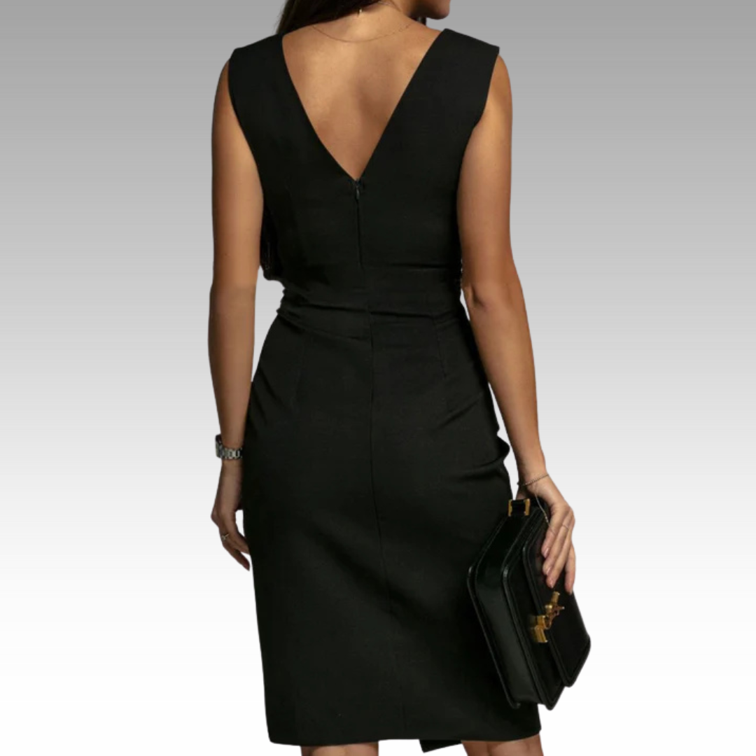 SVEA | Elegantes Figurbetontes Kleid mit V-Ausschnitt und Schlitz