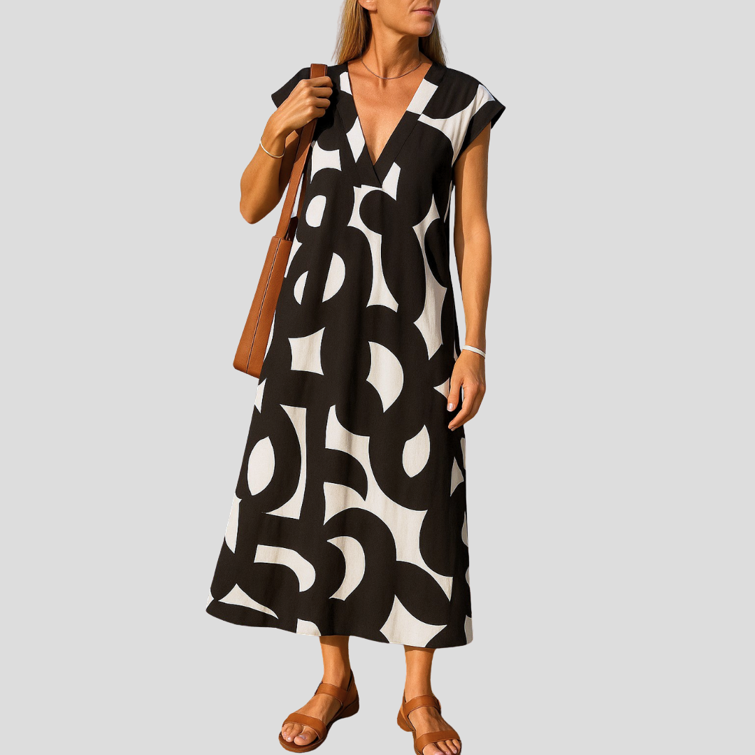 SVEA | Ibiza Style Bequemes und Fließendes Kleid mit V-Ausschnitt