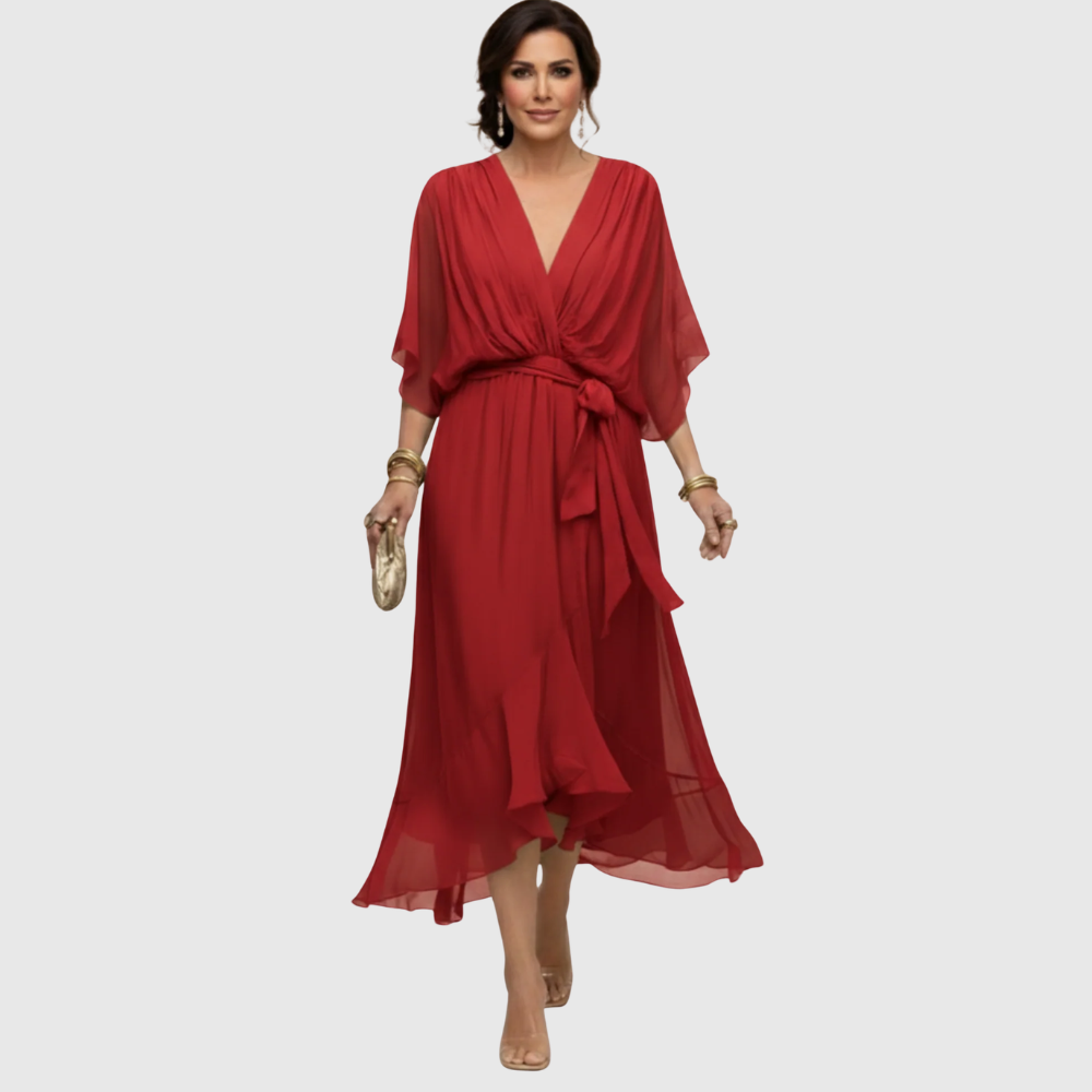 Tilly - Elegant V-Neck Chiffon Dress