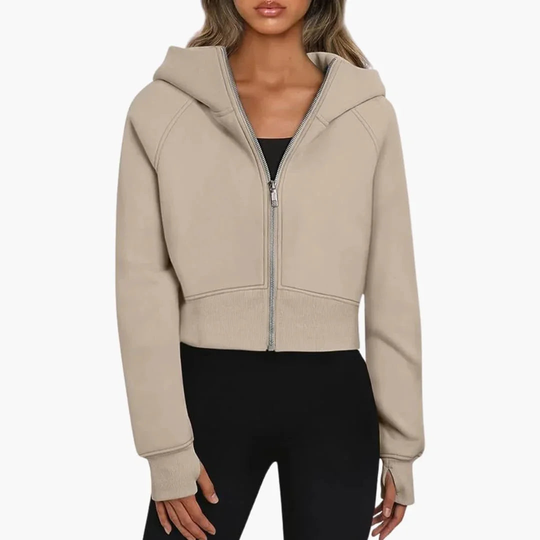 Jane | Sophie Laurent Cropped Zip-Up Hoodie