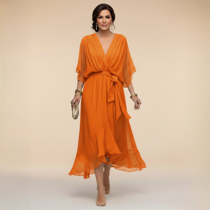 SVEA | Fließendes Midikleid mit V-Ausschnitt