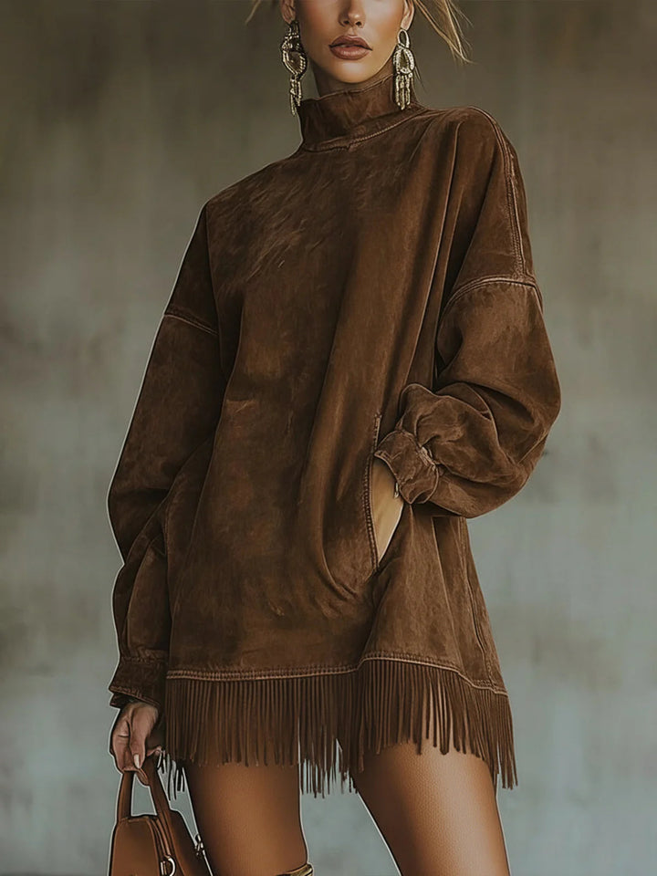 SVEA | Langärmeliges Minikleid mit Fransen