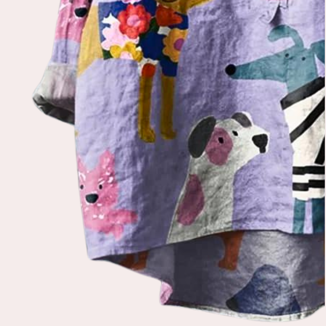 SVEA | Lange Damenbluse mit verspieltem Hundeprint