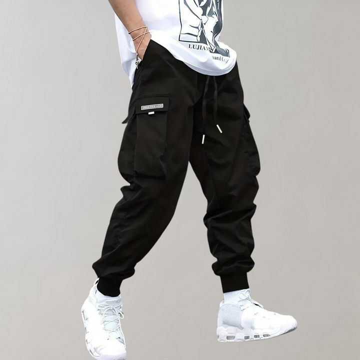 SVEA | Herren Cargo Jogginghose – Lila Streetwear-Hose mit Reißverschlusstaschen & Bündchen