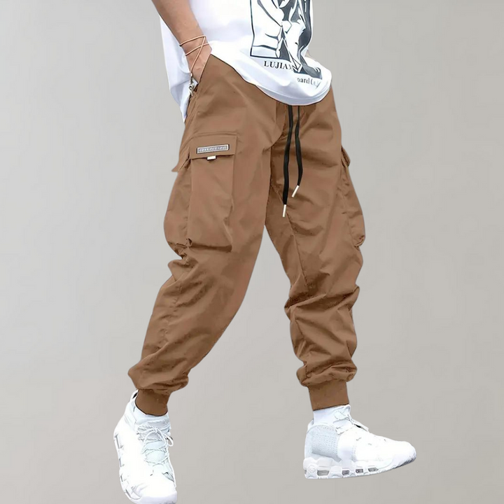 SVEA | Herren Cargo Jogginghose – Lila Streetwear-Hose mit Reißverschlusstaschen & Bündchen