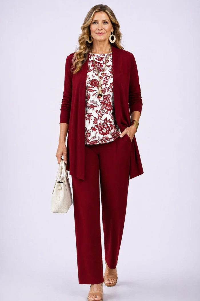 Relaxed Fit Loungewear Set with Cardigan and Wide Trousers