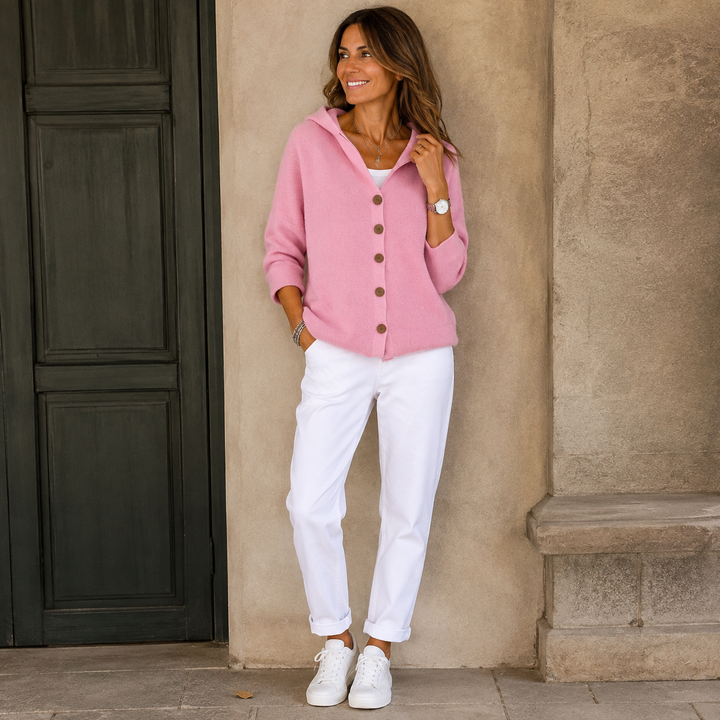 SVEA | Teri Strickjacke mit Kapuze und Knöpfen