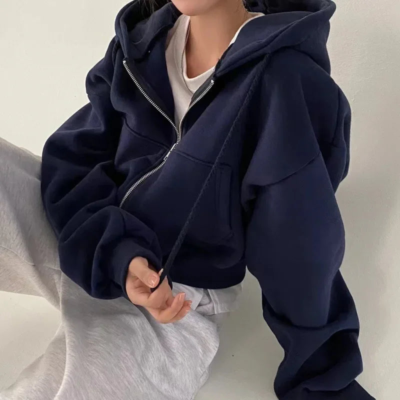Jane | Cropped Zip-Up Hoodie