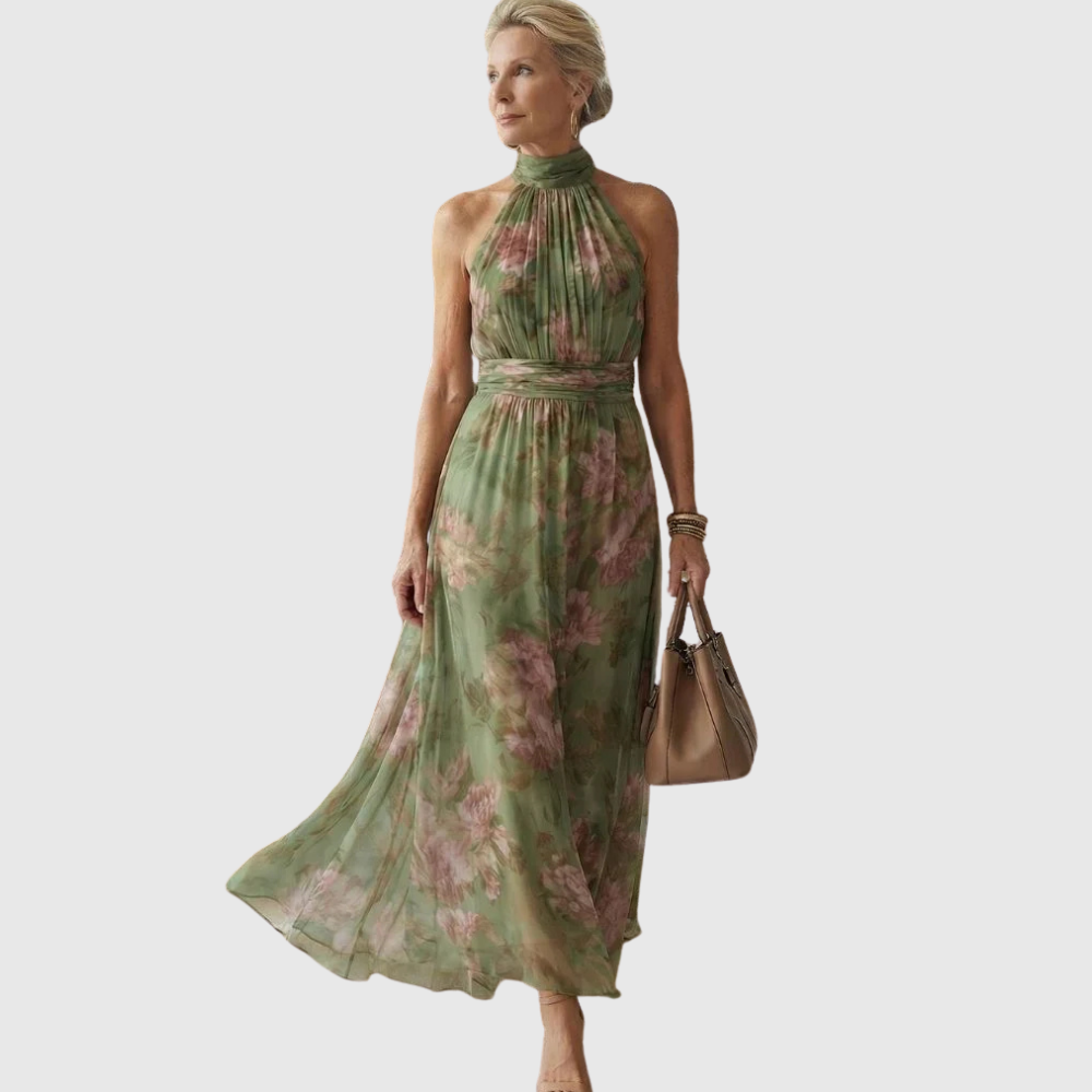 Laelia - Elegant Floral Halter Dress