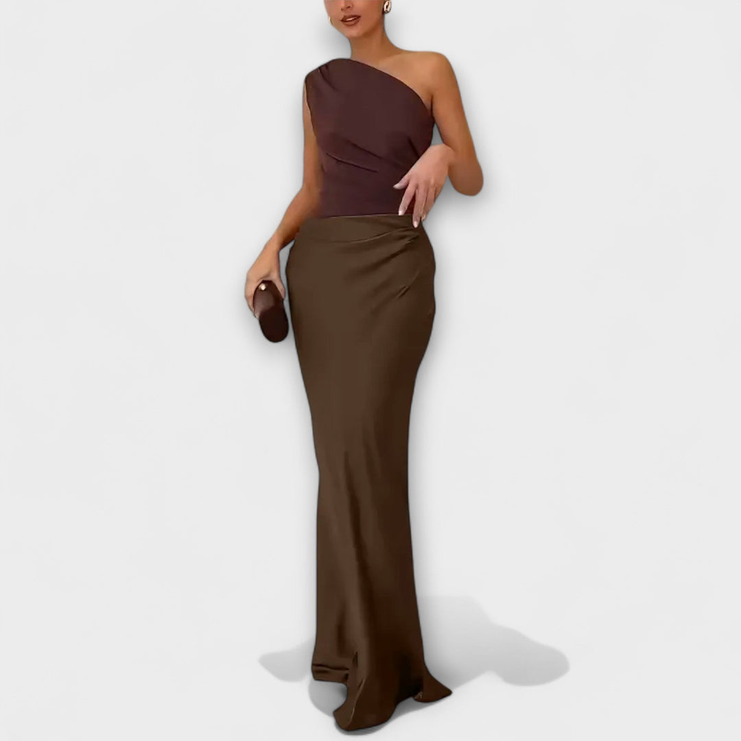 Elegant one-shoulder maxi dress