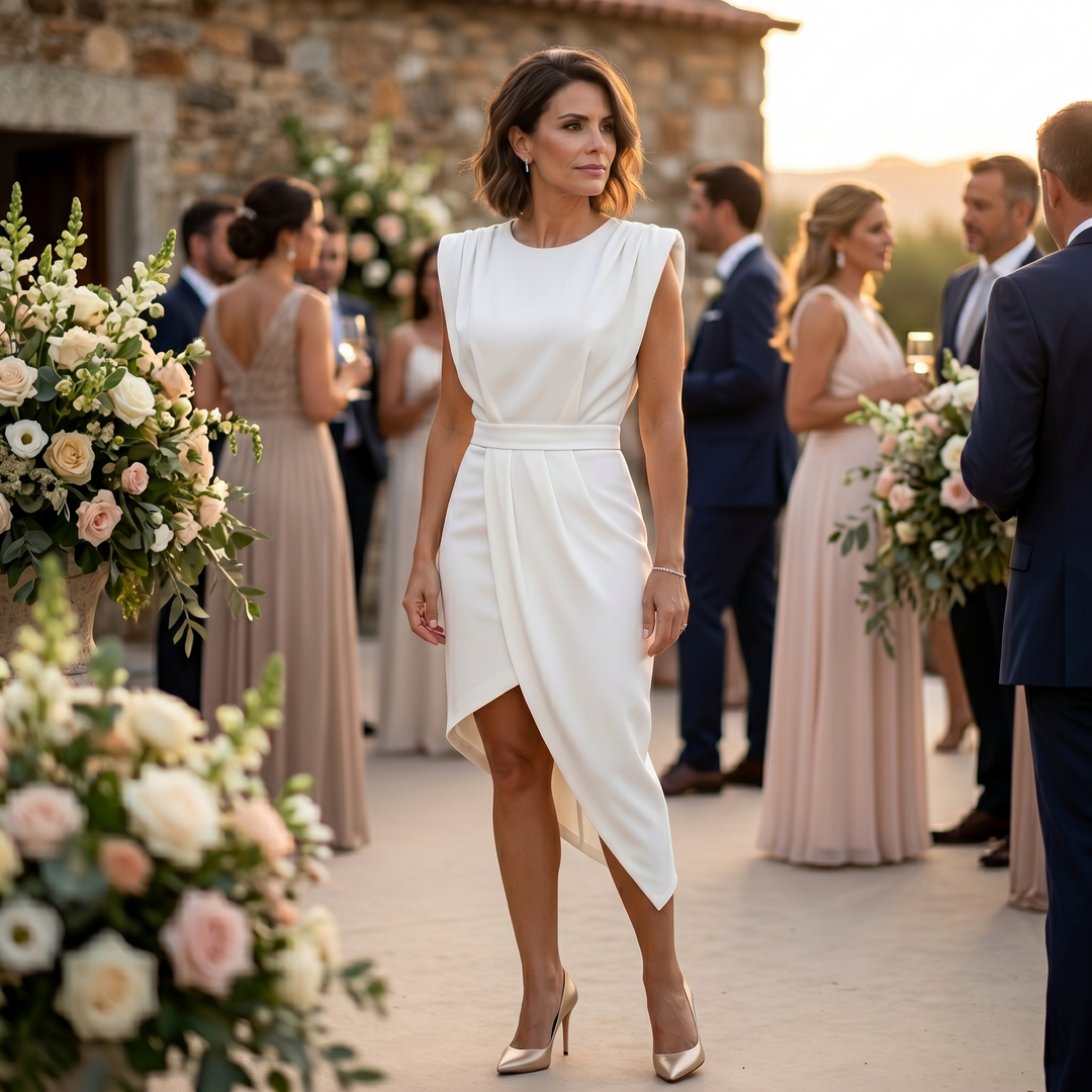 Maja - Asymmetrical Dress with Structured Shoulders