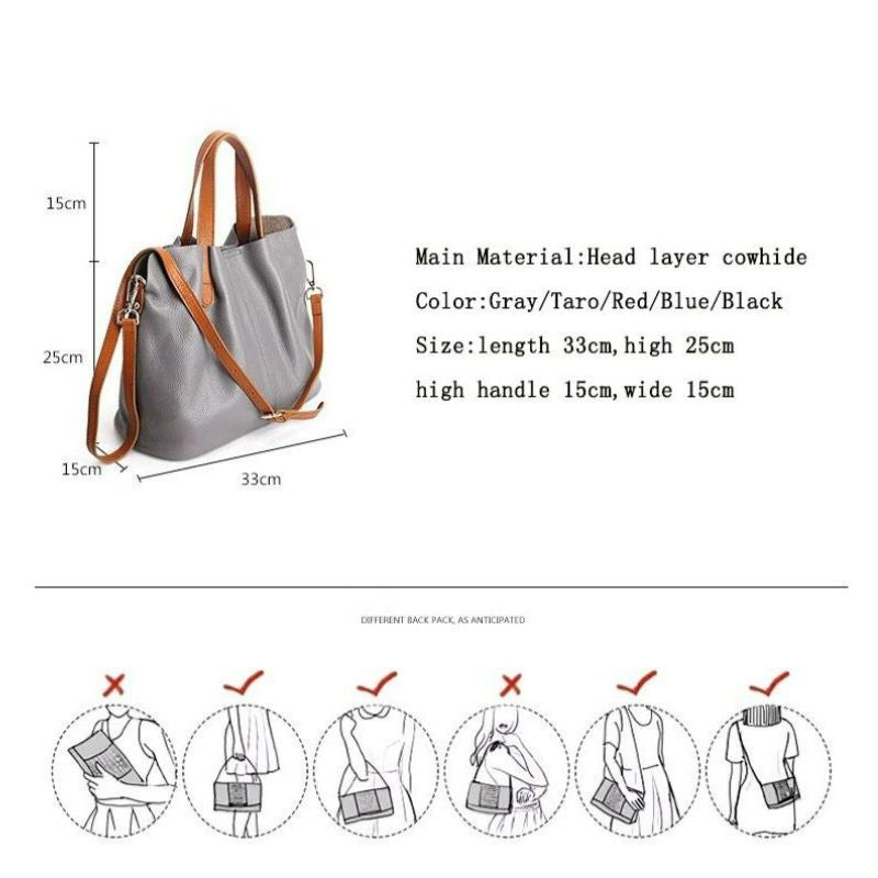 Jane | Genuine Leather Handbag with Litchi Grain