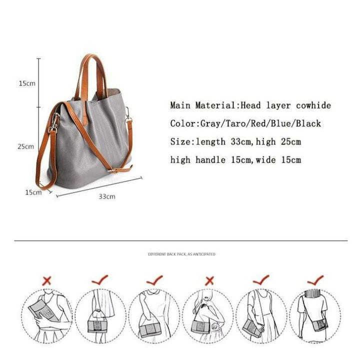 Jane | Genuine Leather Handbag with Litchi Grain