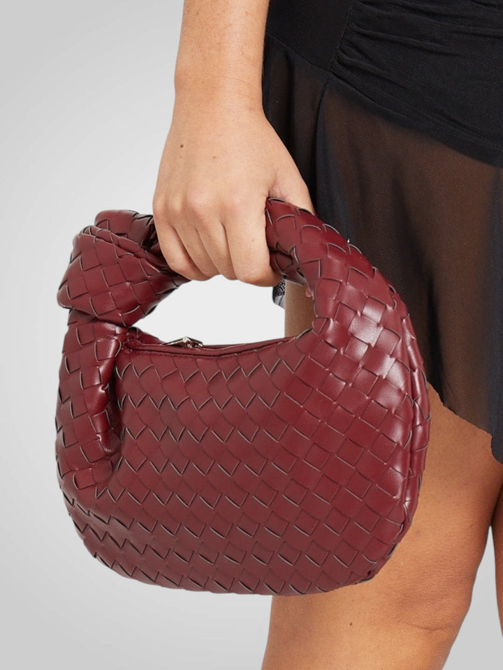 Aura | Mini Bag with Woven Knot Handle in Wine-Tone Eco-Leather