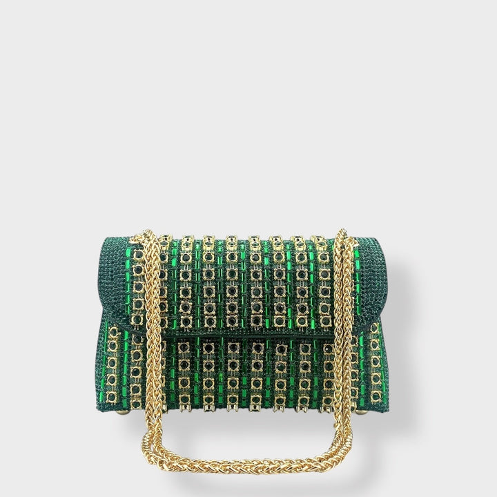 SVEA | Chain Shoulder Bag with Colored Diamonds