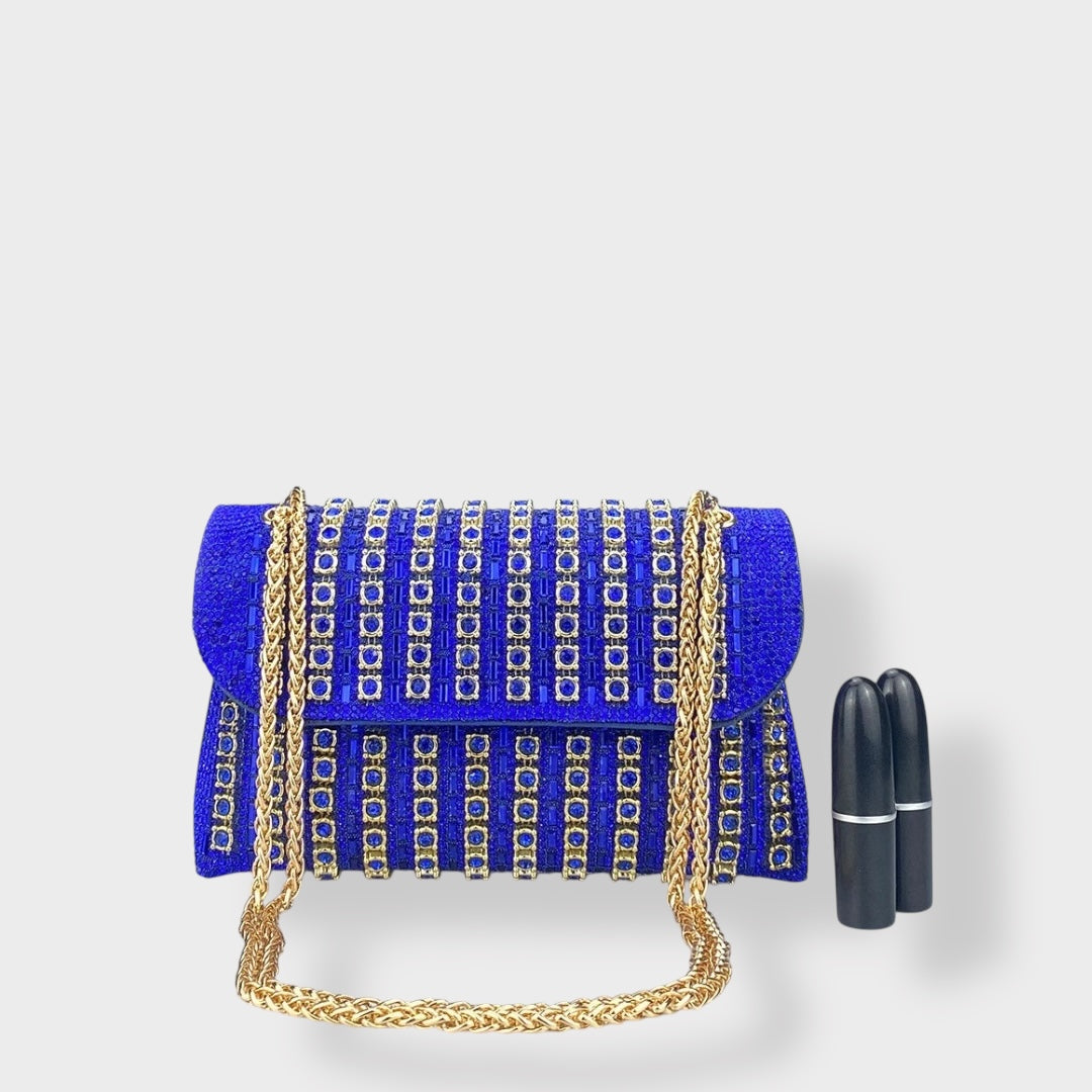SVEA | Chain Shoulder Bag with Colored Diamonds