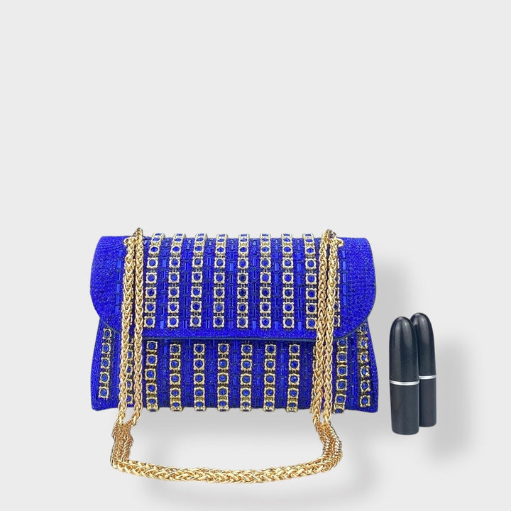 SVEA | Chain Shoulder Bag with Colored Diamonds