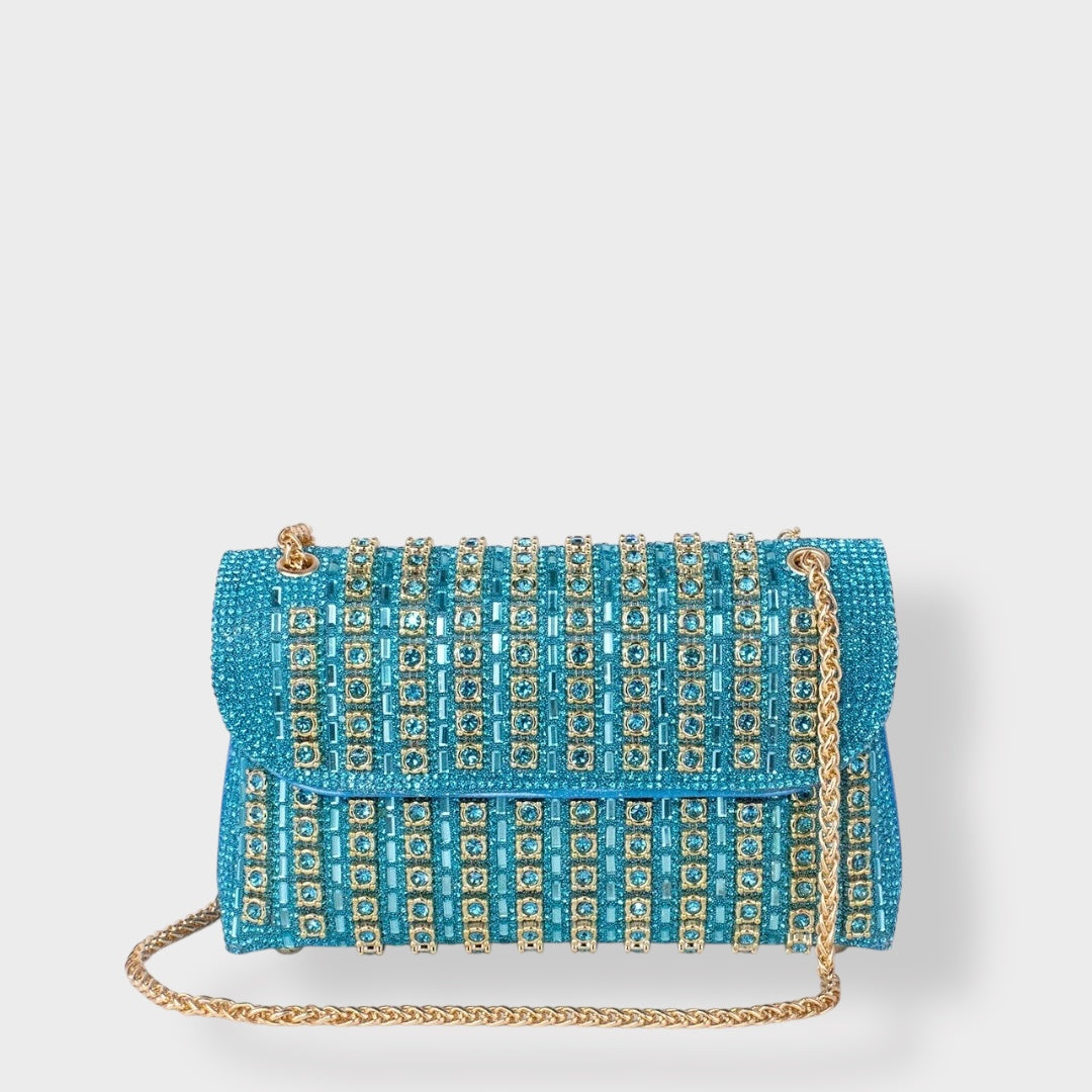 SVEA | Chain Shoulder Bag with Colored Diamonds