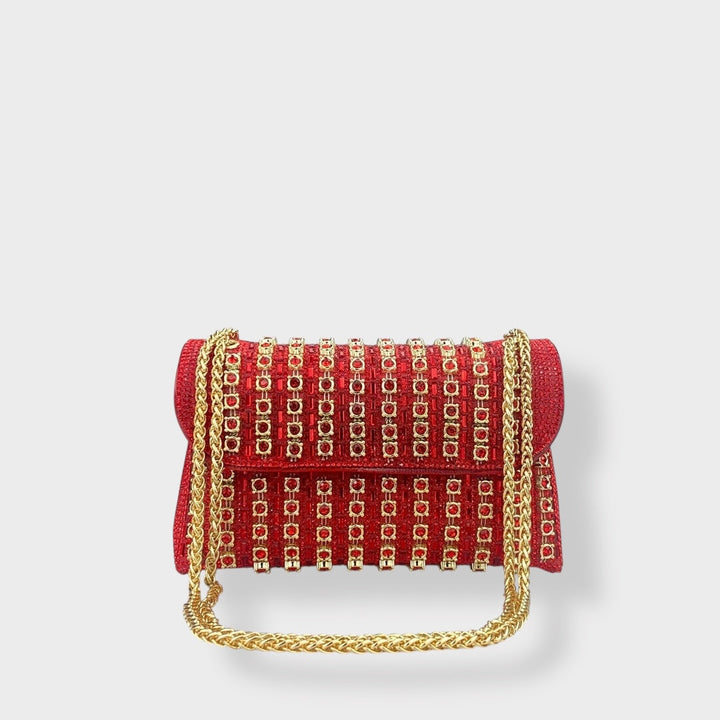 SVEA | Chain Shoulder Bag with Colored Diamonds