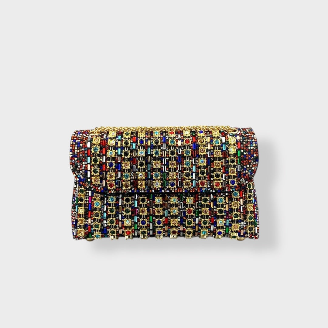 SVEA | Chain Shoulder Bag with Colored Diamonds