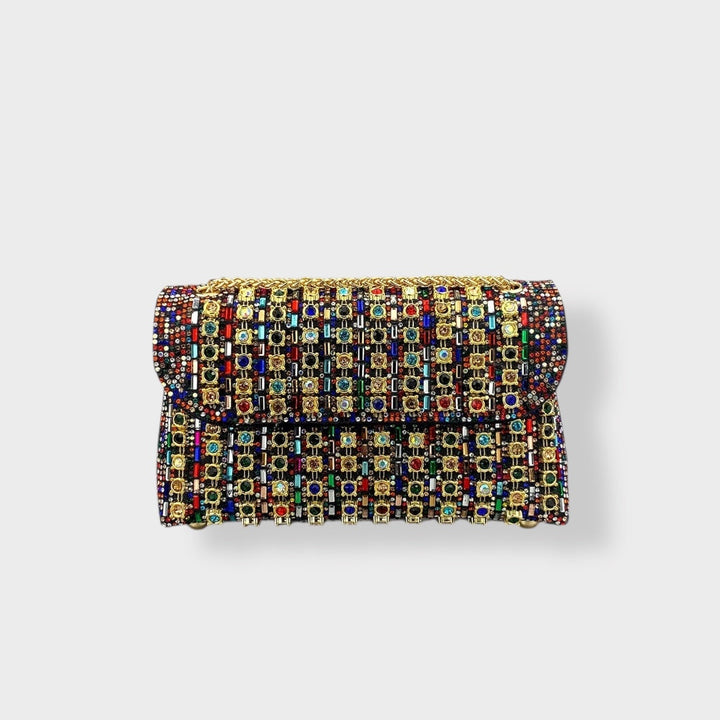 SVEA | Chain Shoulder Bag with Colored Diamonds