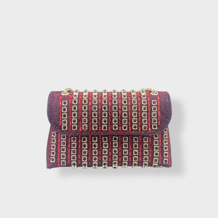 SVEA | Chain Shoulder Bag with Colored Diamonds