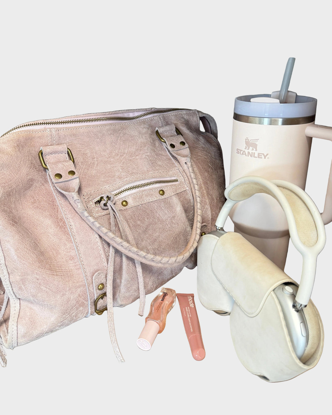 Jane | Vanille-Rosa Laptop-Tragetasche mit Handyfach