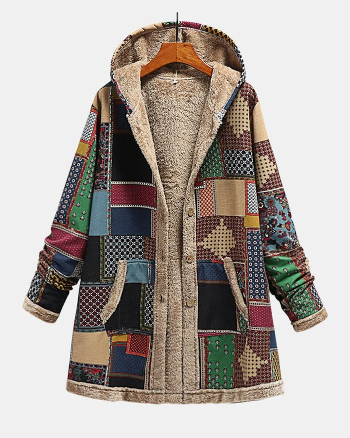 Autumn – Gemütlicher Patchwork-Kapuzenpullover in Erdtönen
