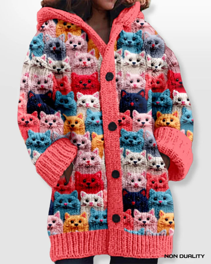 Isabella - Bunt gestrickte Katzen Strickjacke