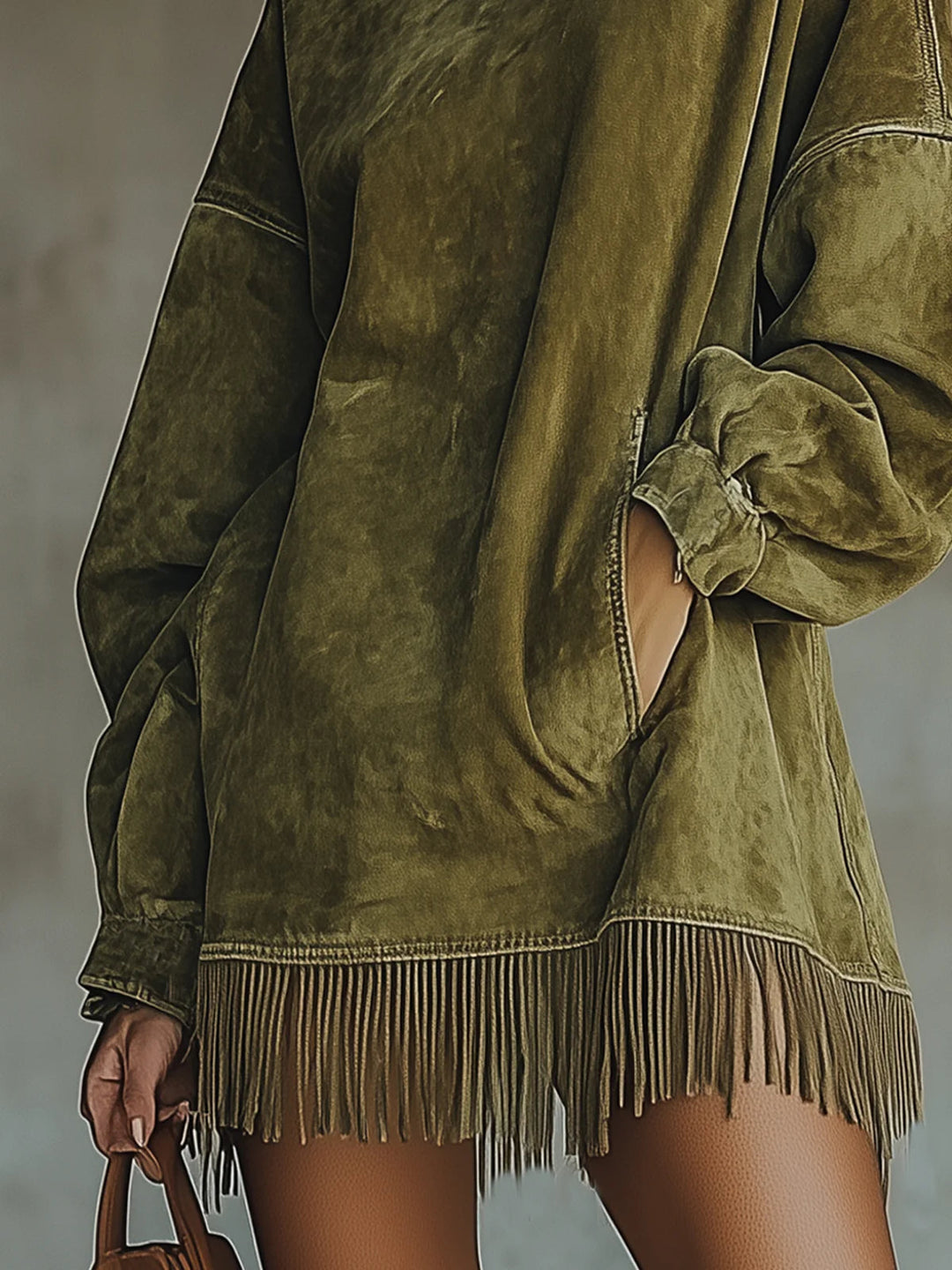 SVEA | Langärmeliges Minikleid mit Fransen
