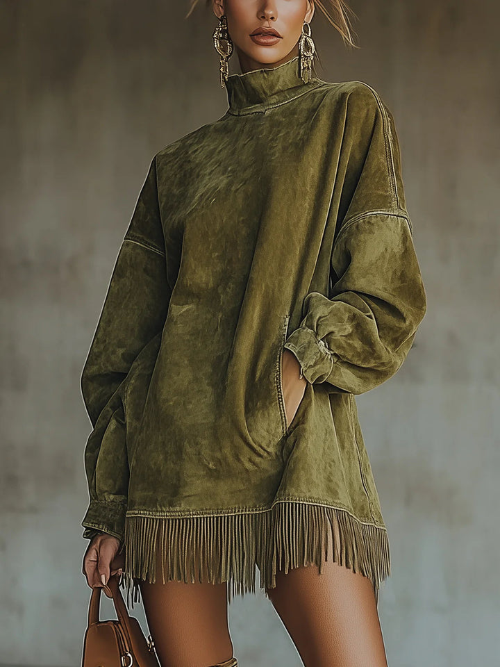 SVEA | Langärmeliges Minikleid mit Fransen