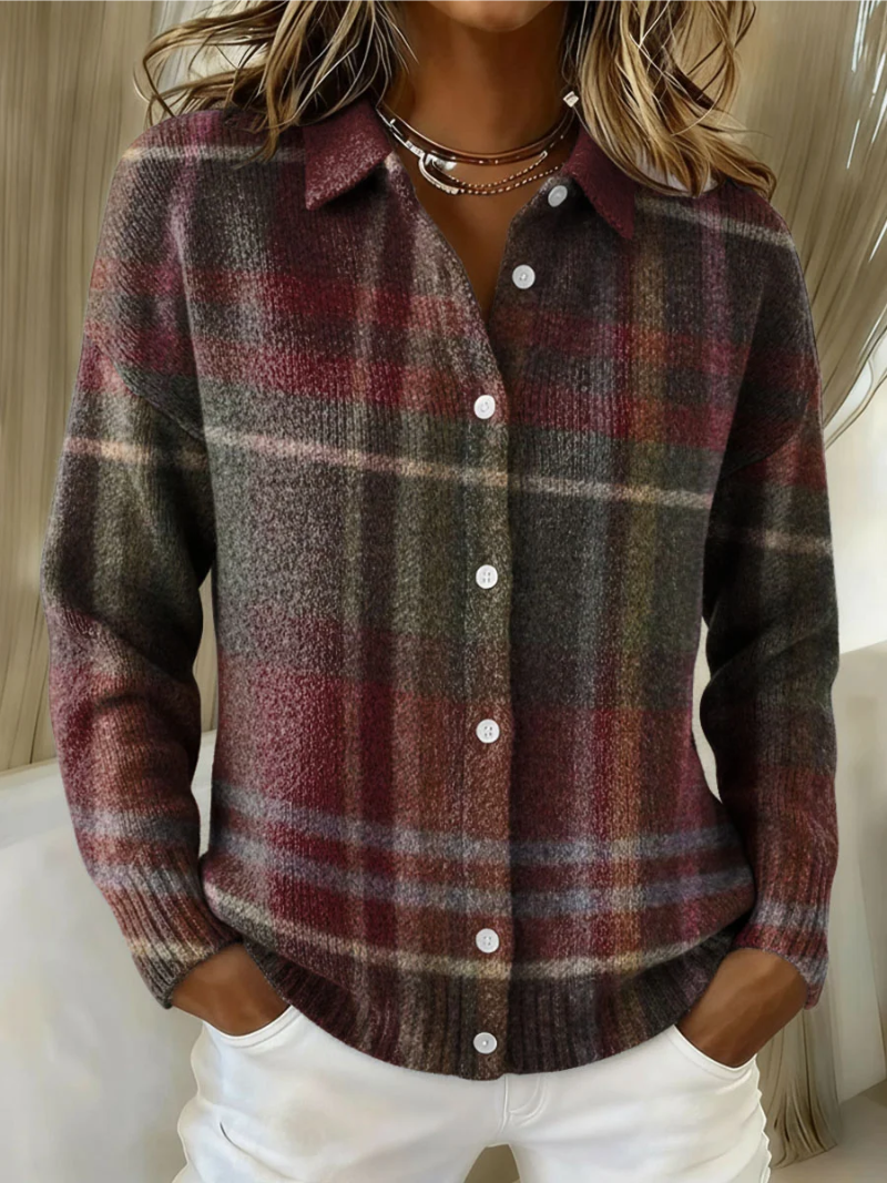 Eleanor | Klassische karierte Strickjacke