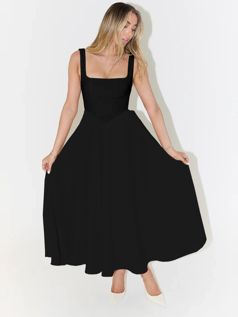 SVEA | Elegantes Midikleid mit eckigem Ausschnitt