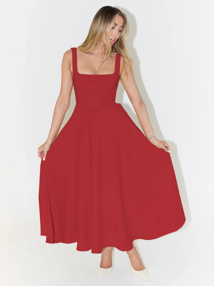 SVEA | Elegantes Midikleid mit eckigem Ausschnitt
