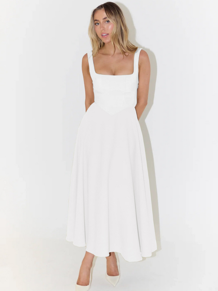 SVEA | Elegantes Midikleid mit eckigem Ausschnitt