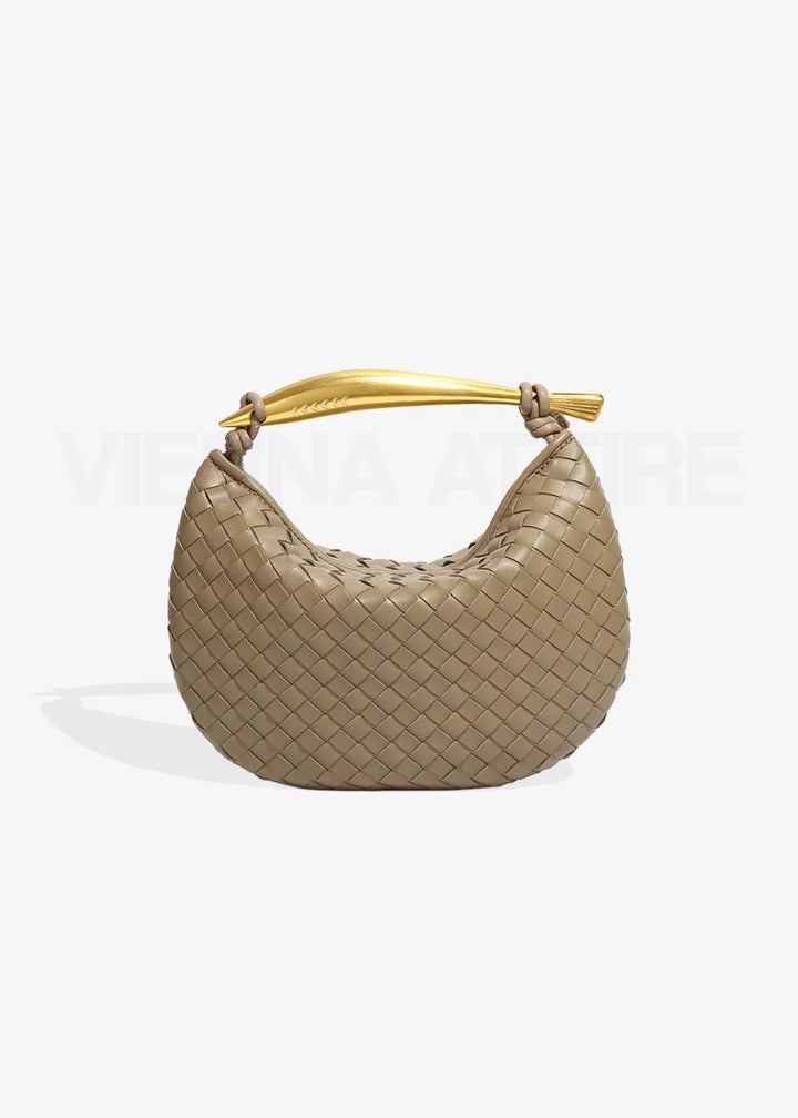 Jane | Gewebte Tasche mit Goldgriff