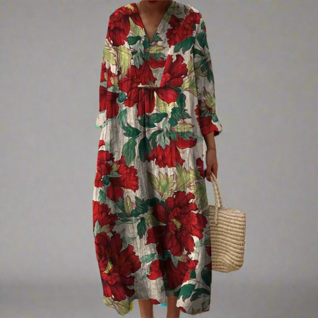 SVEA | Kühner Pfingstrosen-Print Lässiges Maxikleid