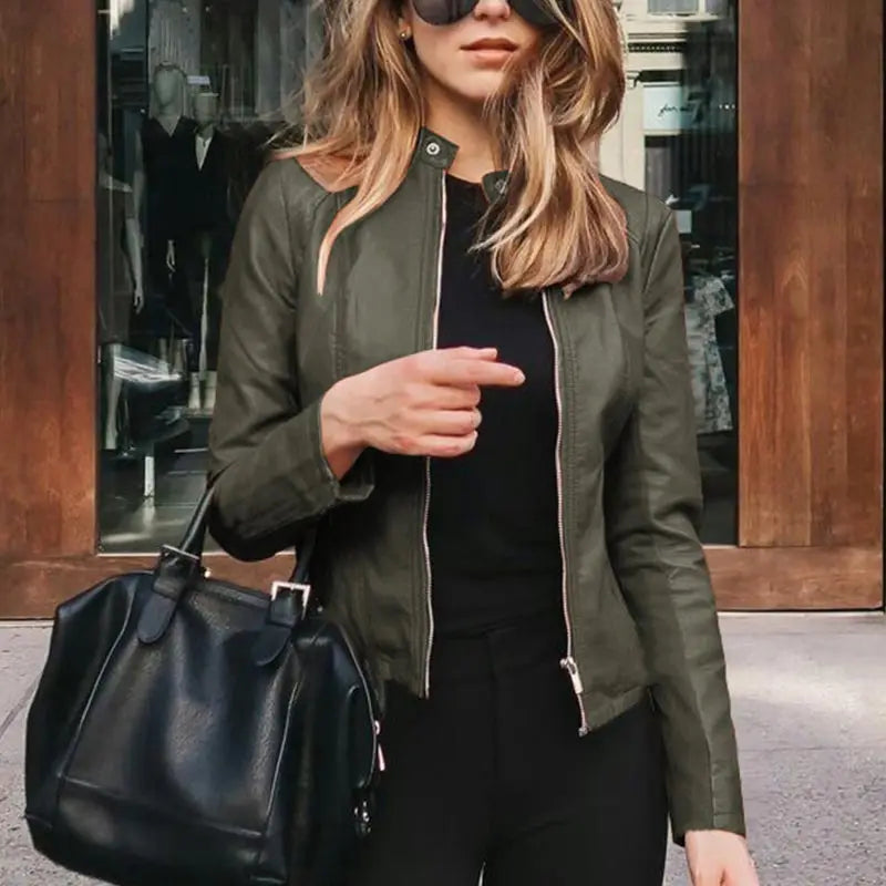 Jane | Valentina Moreau Fitted Faux Leather Jacket