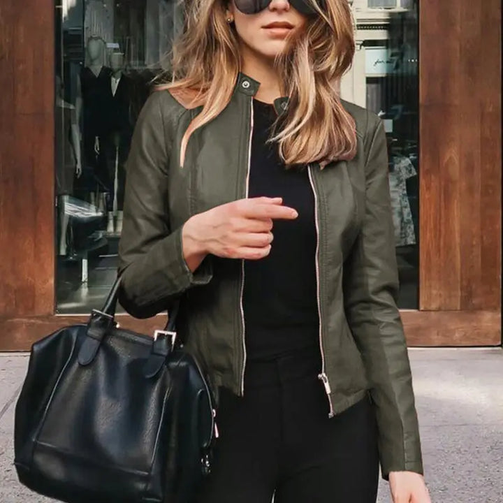 Jane | Valentina Moreau Fitted Faux Leather Jacket