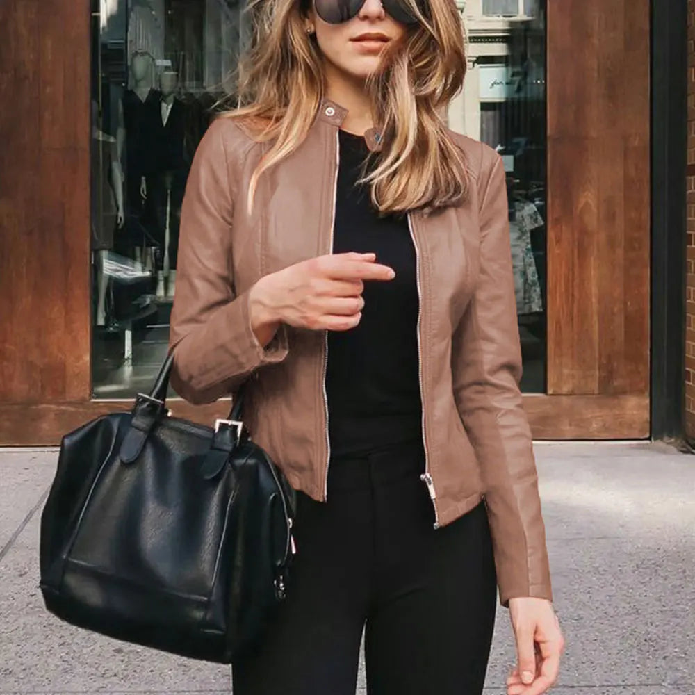 Jane | Valentina Moreau Fitted Faux Leather Jacket