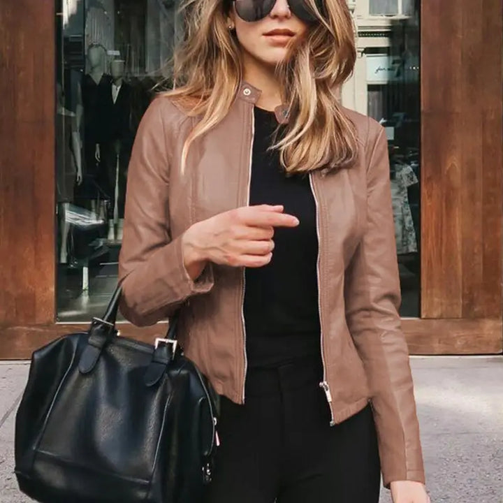 Jane | Valentina Moreau Fitted Faux Leather Jacket