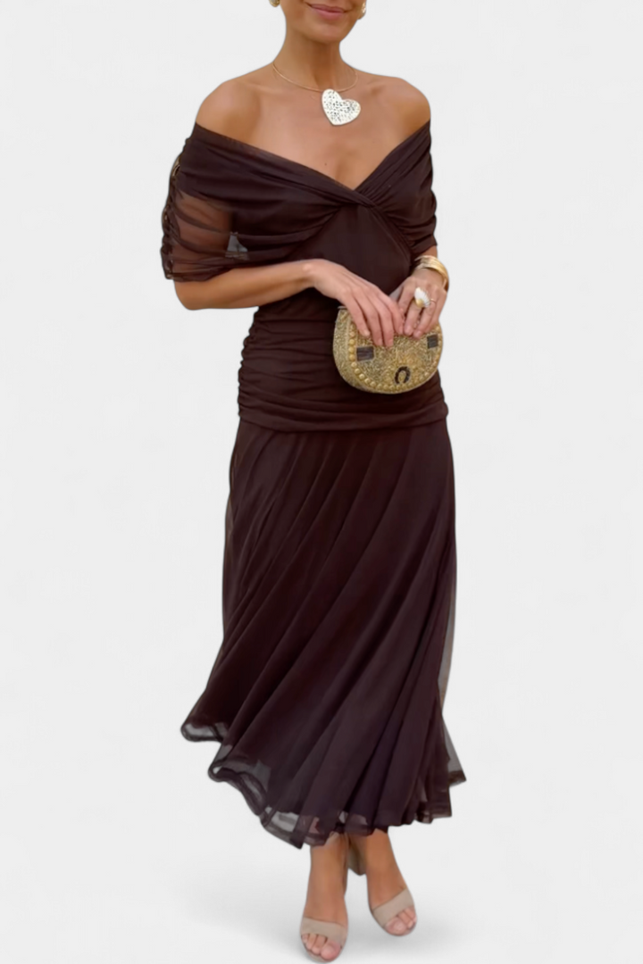 Magda - Long Floral Dress with V-Neck