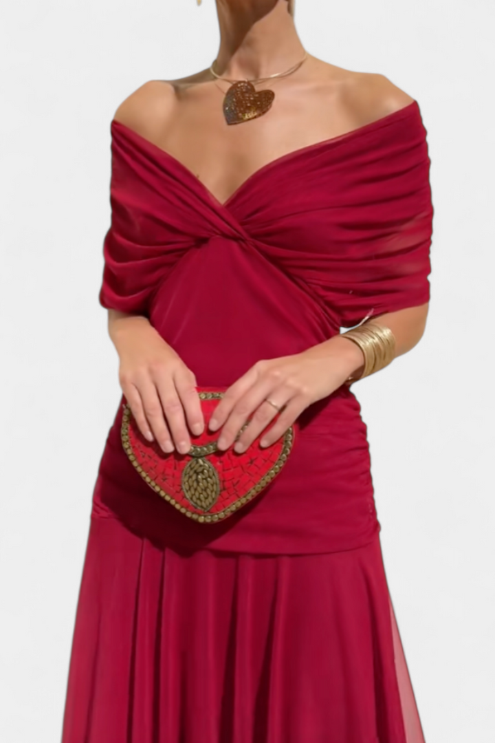 Magda - Long Floral Dress with V-Neck