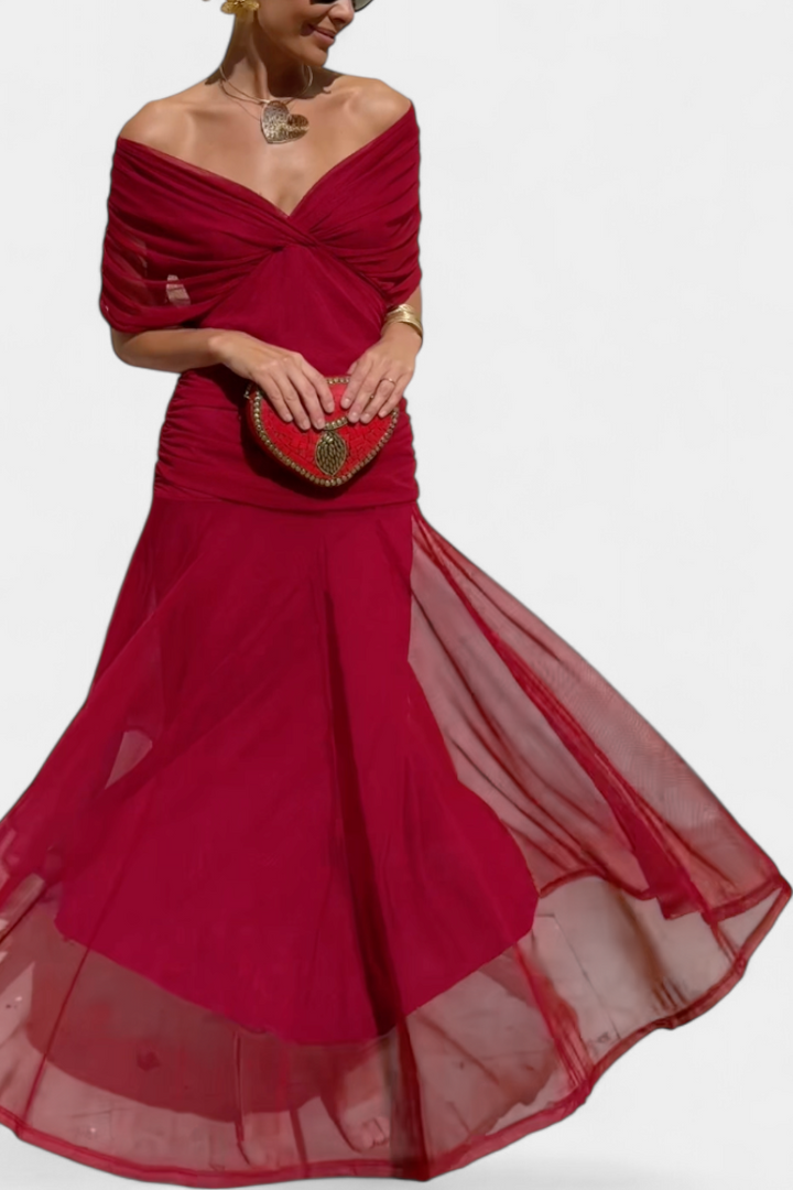 Magda - Long Floral Dress with V-Neck