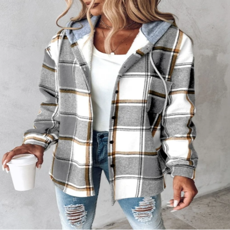 Jane | Sophie Laurent Cozy Plaid Hooded Jacket