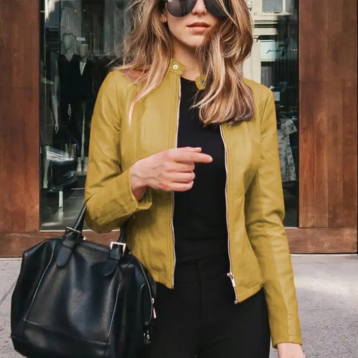 Jane | Valentina Moreau Fitted Faux Leather Jacket
