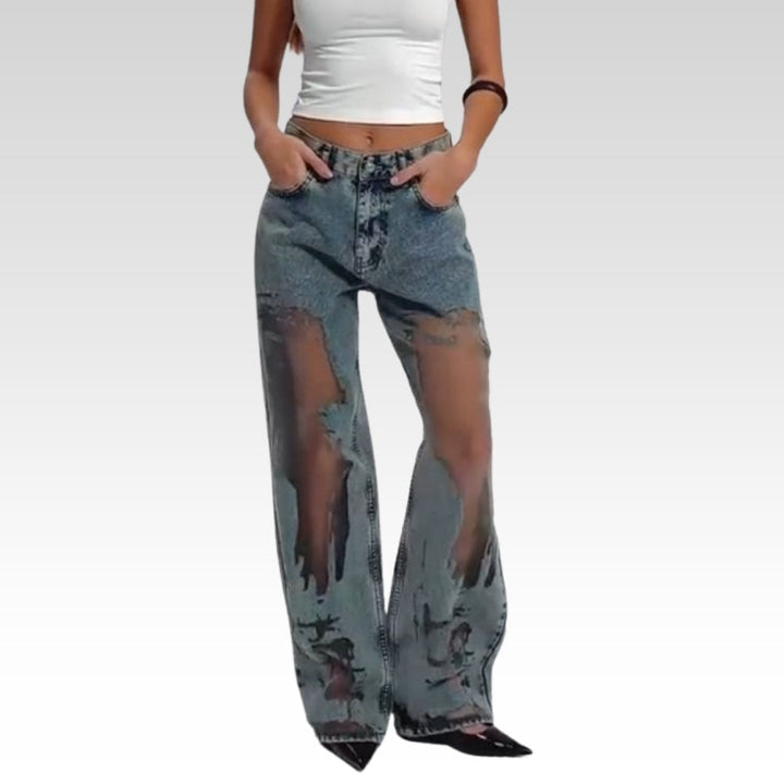 SVEA | JEANS MIT VINTAGE MESH PATCHWORK PRINT