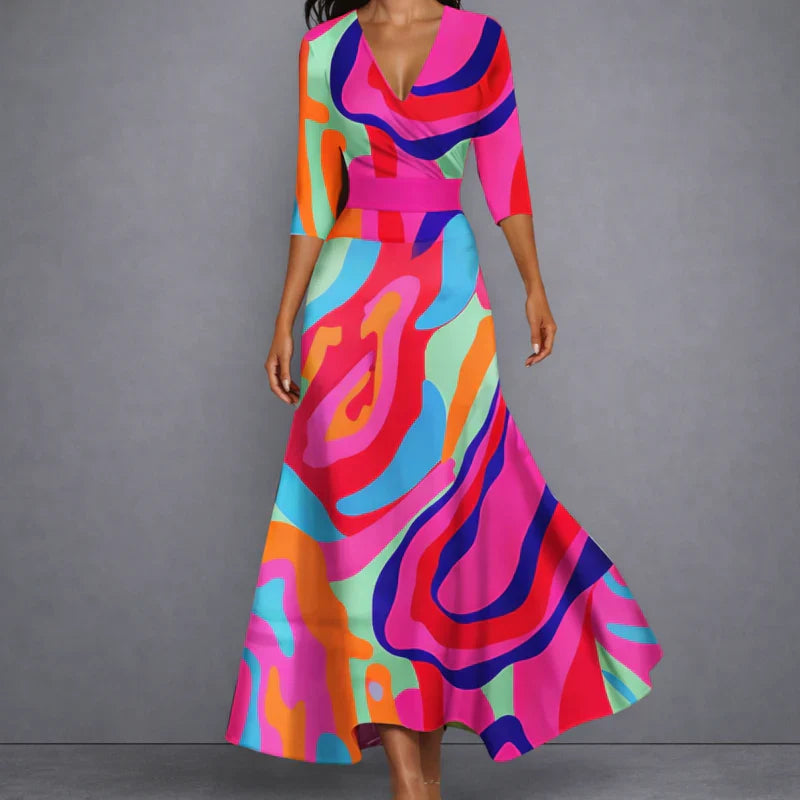 SVEA | Formendes Floral-Maxikleid für elegante Souveränität