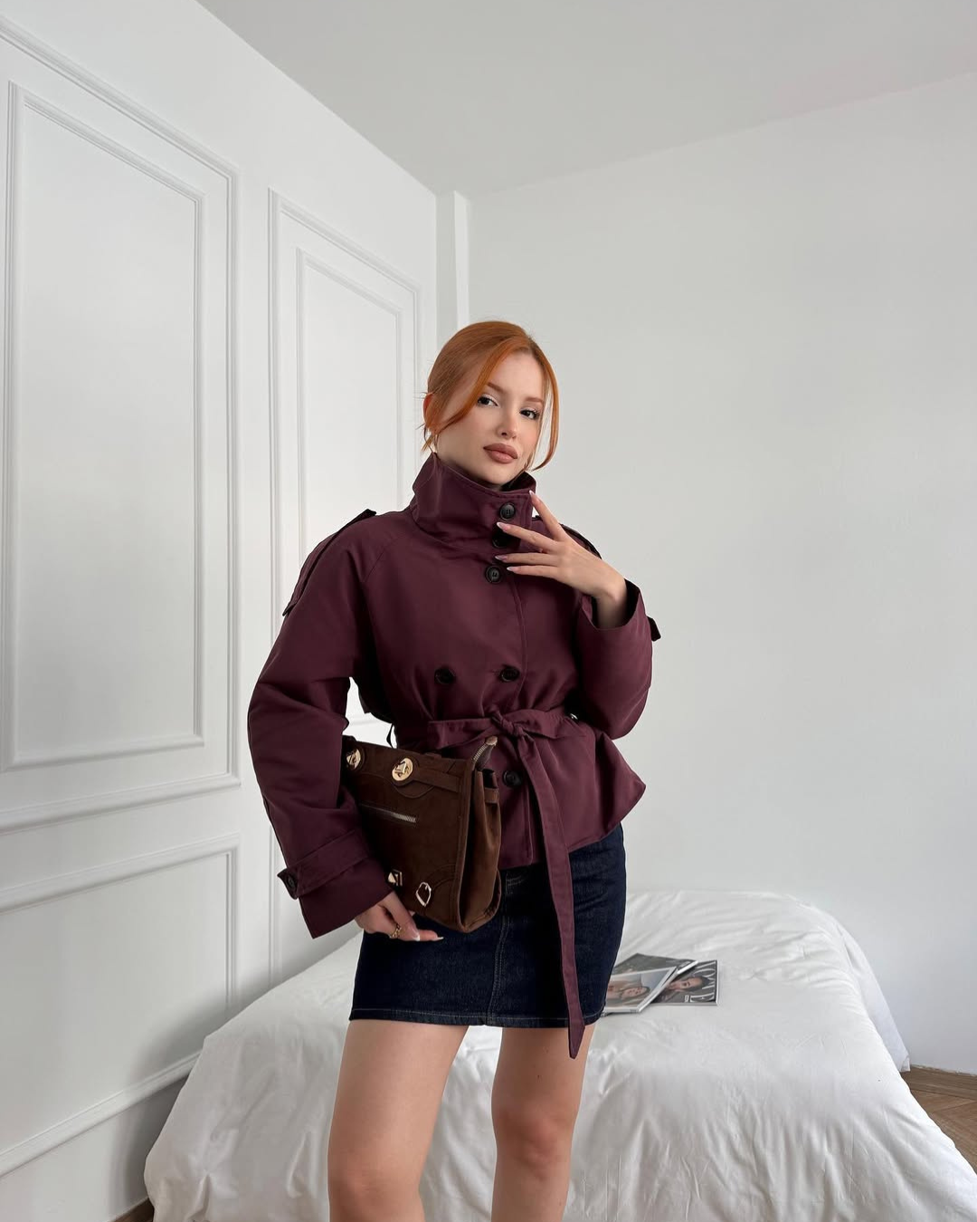 Jane | Isabella Laurent Cropped Belted Trench Jacket